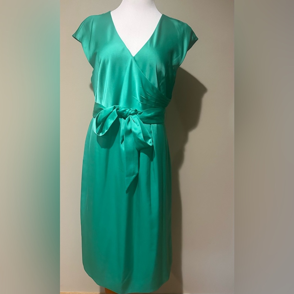 Jcrew beautiful emerald color satin dress